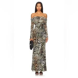 AFRM Animal Print Off-Shoulder Maxi Dress